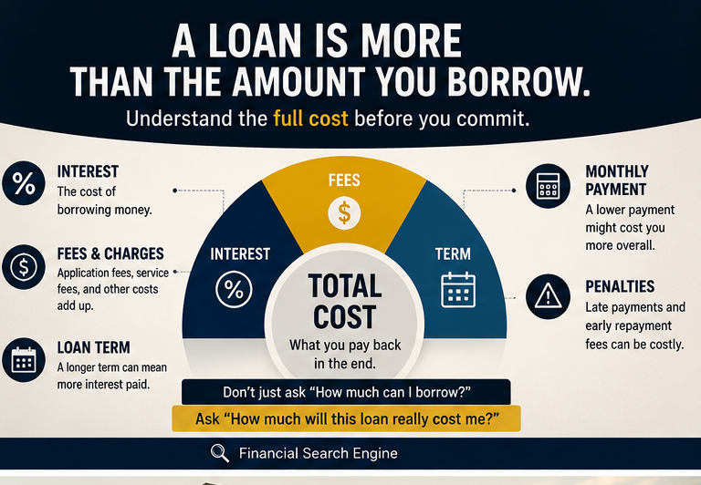 A loan is more than the amount you borrow: interest, fees, loan term, monthly payment and penalties all shape the total cost